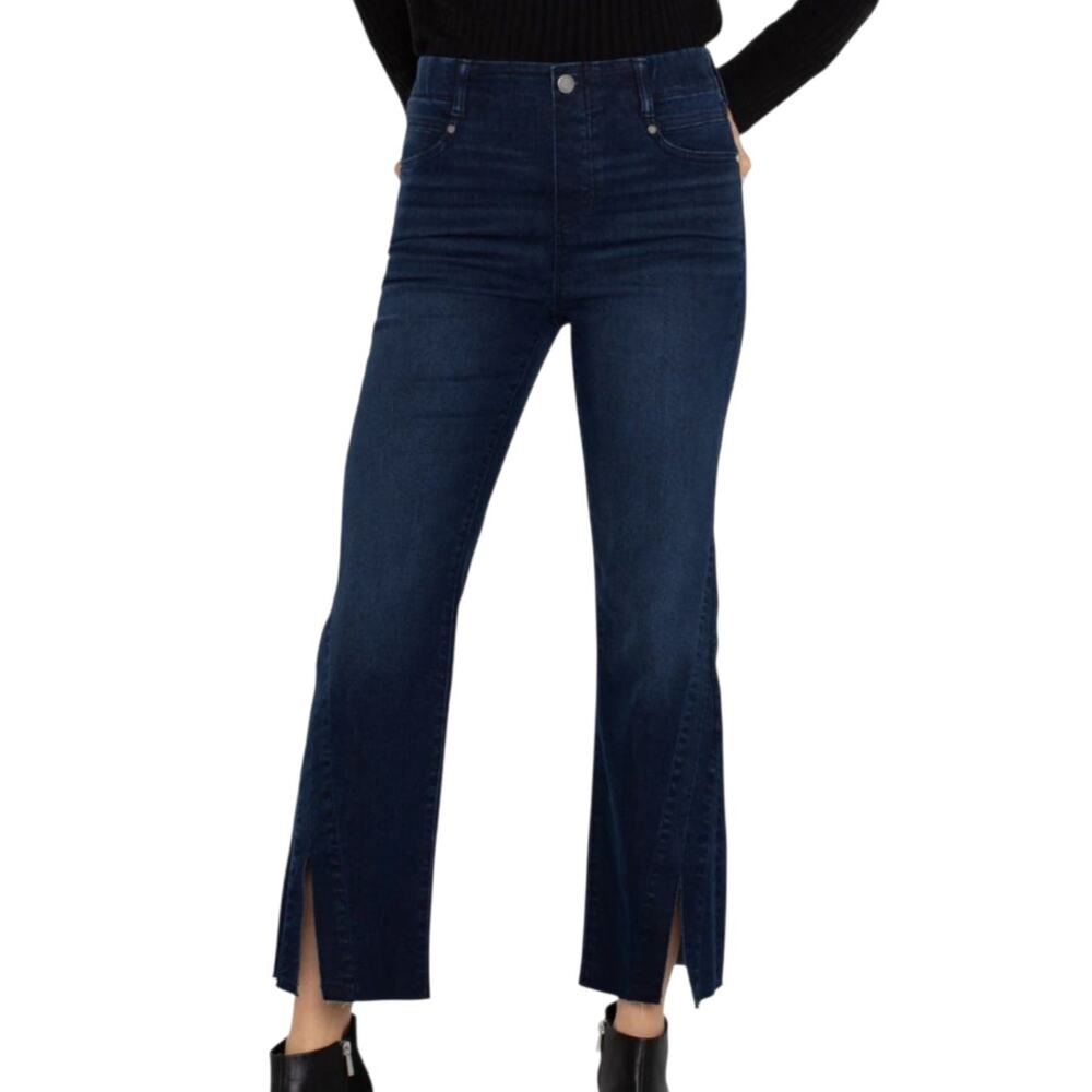 Liverpool Gia Glider Crop Jeans Pull On Split Raw Hem Flare Columbia Dark 26P - Picture 1 of 11